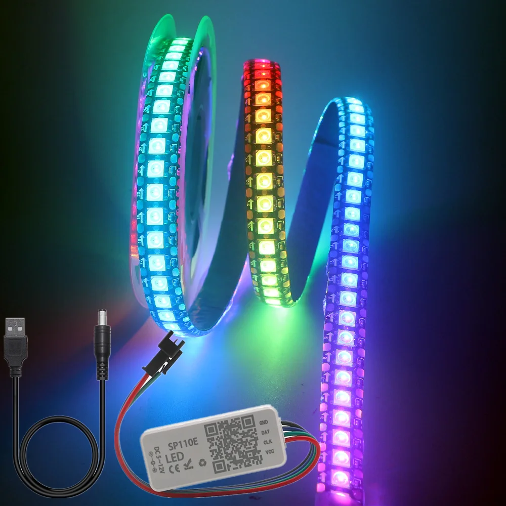 WS2812B LED Ʈ, SP110E USB  Ʈѷ , WS2812 30/60/144 ȼ/m, RGB  ּ   LED  ŰƮ, DC5V